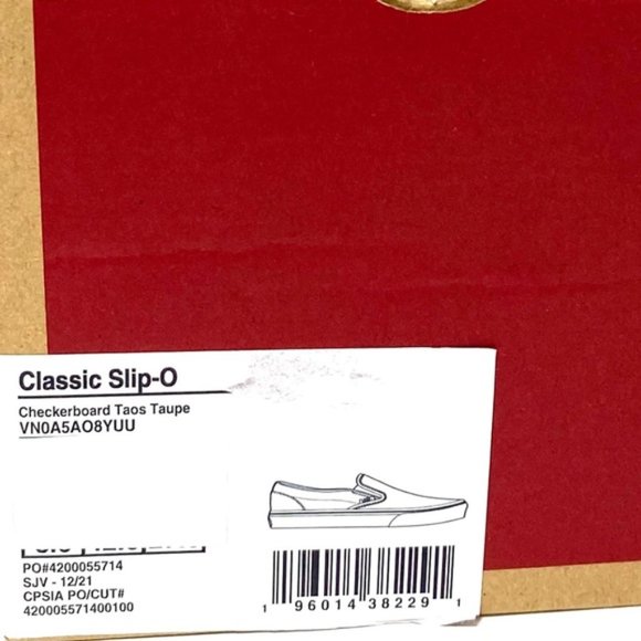 VANS Classic Slip On Shoes Check Taupe Men’s Canvas Size Sneakers VN0A5AO8YUU - Picture 10 of 10